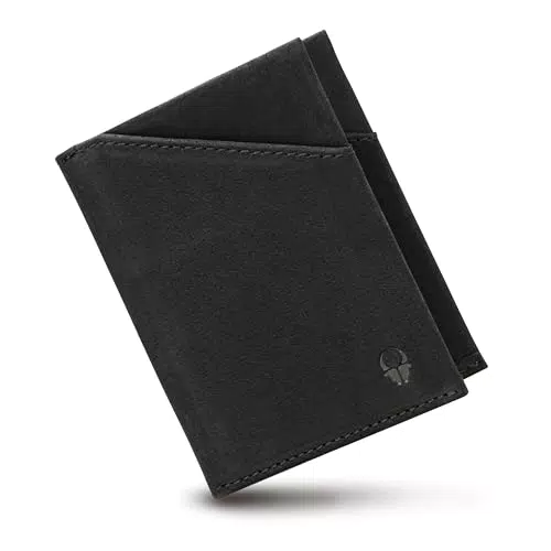DONBOLSO Wallet 2 I Slim Wallet mit Münzfach I Geldbeutel mit RFID Schutz I bis 12 Karten I Mini Portemonnaie für Herren und Damen I Geldbörse I Leder Schwarz