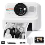 HiMont Kinderkamera Sofortbildkamera, 1080P Sofortbildkamera Kinder mit 32GB Karte & 3 Rollen Druckpapier