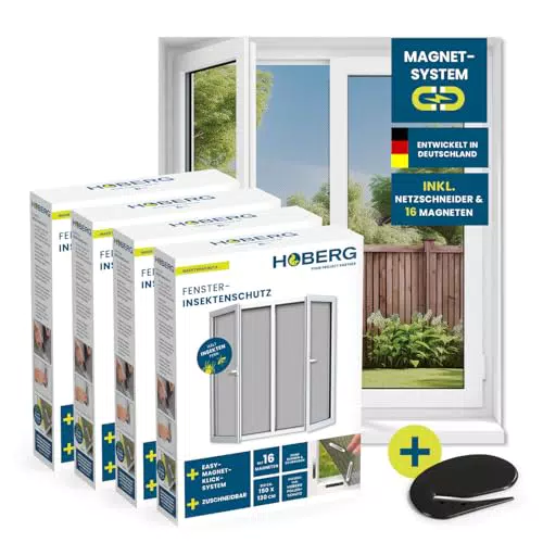 Hoberg Fenster-Fliegengitter mit Magnetbefestigung – Individuell zuschneidbar