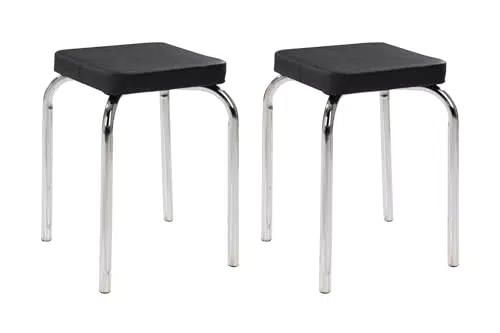 Home4You Sitzhocker Stapelbar aus Metall und Kunstleder - 36x47x36 cm