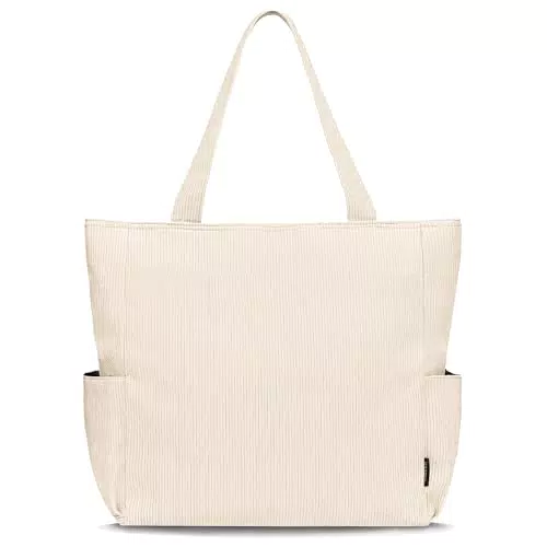 HOMESPON Cordury Tote Bag Große Umhängetasche mit Reißverschluss und Taschen für Reisen Fitnessstudio Urlaub