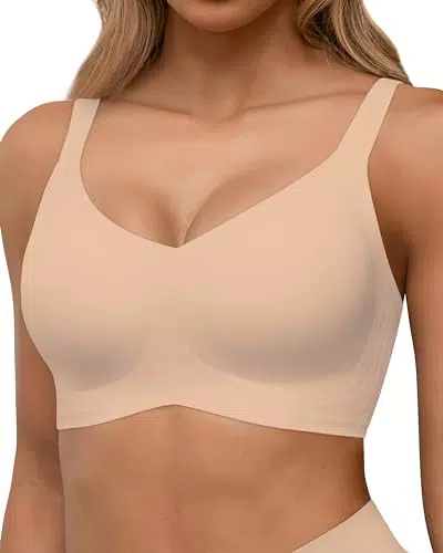 HORISUN Nahtlose BHS - Kabelloser Push-up-BH für Damen mit V-Ausschnitt