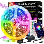 IKERY LED Strip 20m RGB Amb. Lightstrip Farbwechsel mit 16 Mio. Farben LED-Lichtband Sync mit Musik