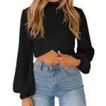 Imily Bela Strickpullover Damen - Cropped Pullover mit Stehkragen für den Herbst