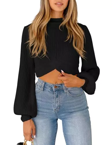 Imily Bela Strickpullover Damen - Cropped Pullover mit Stehkragen für den Herbst
