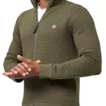 Indicode Herren Bermie Sweatjacke mit Stehkragen, Cardigan Herrenjacke Sweater Männer Army