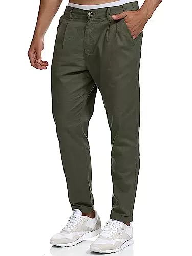Indicode Herren Cunningham Stoffhose aus Baumwolle & Leinen