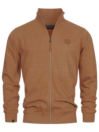 Indicode Herren INYanic Sweatjacke mit Stehkragen, Cardigan Herrenjacke Sweater Männer Toffee