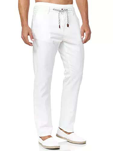 Indicode Herren Veneto Stoffhose aus Leinen und Baumwolle