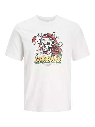 JACK&JONES Herren JJXMAS Christmas Skull Tee SS Crew Neck T-Shirt