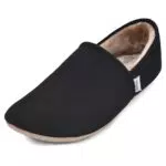 JACKSHIBO Hausschuhe Damen Herren Warme Plüsch Pantoffeln Weite Zehenbox Weiche Leicht Leder Hüttenschuhe Bequeme Rutschfest Drinnen Barfußschuhe Slippers Nullabsatz Sohlen