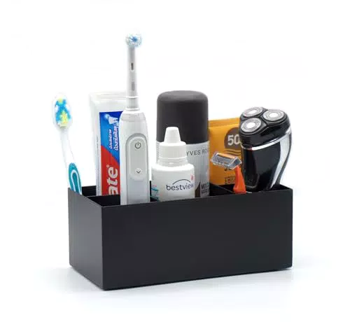 Jarvita Zahnbürstenhalter aus Edelstahl - Bad Organizer Box für Zahnbürsten