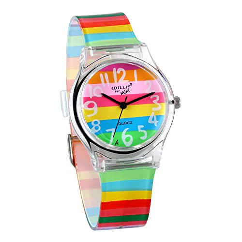 JewelryWe Armbanduhr für Kinder, LGBT Pride, Analog Quarz mit Silikonarmband