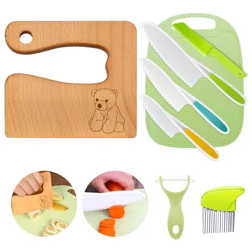 Kindermesser 8-teiliges Kinder-Küchenmesser-Set zum Schneiden und Kochen von Obst oder Gemüse für Kleinkinder