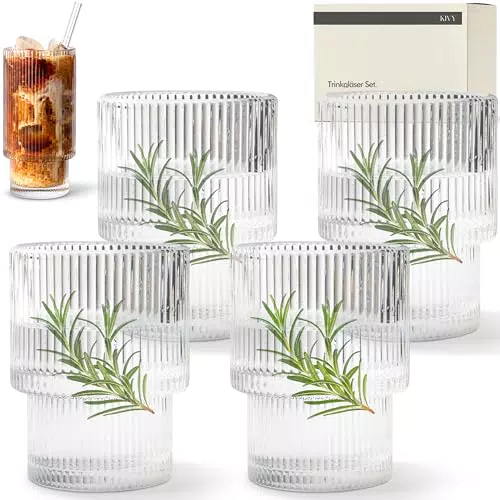 KIVY Wassergläser - Modernes stapelbares Trinkglas Set für Saft und Wasser
