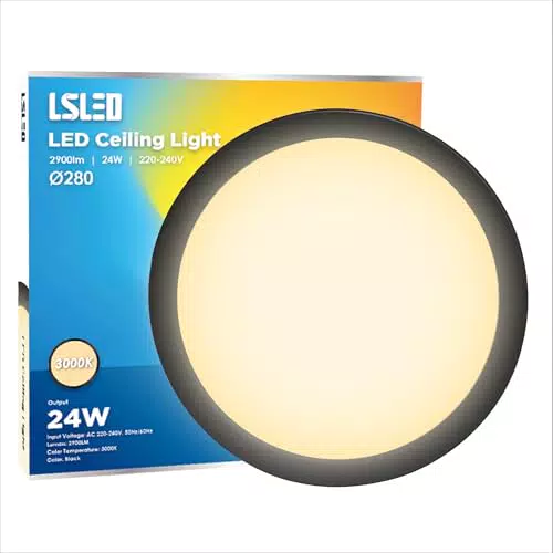 Kella LED Deckenleuchte Flach 24W 2900LM 3000K IP44 für Badezimmer und Wohnzimmer