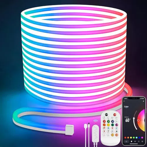 Lamomo RGB LED Neon Lichtstreifen, wasserdicht, Fernbedienung, Musik-Synchronisation