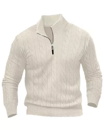 LAOARA Strickpullover Herren Rollkragen Half Zip Winterpullover