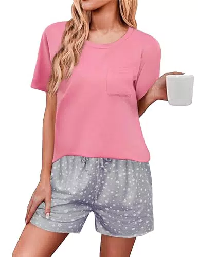 Leversic Schlafanzüge für Damen Kurz Sommer Pyjama Set Damen Zweiteiler Nachtwäsche