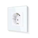 LIAONFOY Schuko Einzelsteckdose mit Kindersicherung Glasrahmen Unterputz Steckdose Weiße Farbe Wandsteckdose 110-250V 86mm