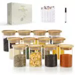 LIBWYS 12er Stapelbare Gewürzgläser Rund mit Bambus Deckeln