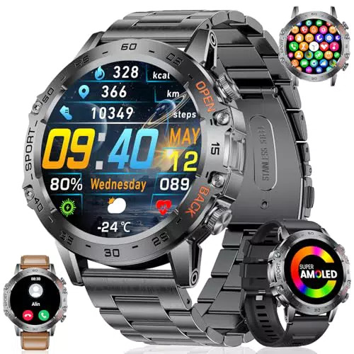 LIGE Militär Smartwatch Herren mit Anruf- und Texterinnerung, 100+ Sportmodi