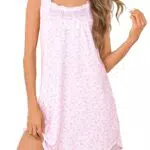 Litherday Nachthemd Damen ärmellos Sommer Schlafshirt Blumenmuster Nachtwäsche