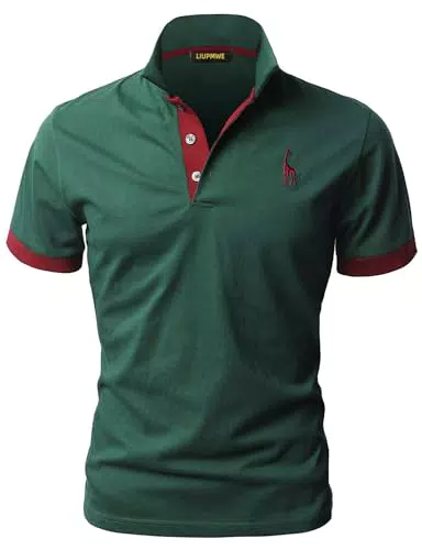 LIUPMWE Poloshirt Herren Kurzarm Baumwolle Basic mit Giraffe Stickerei