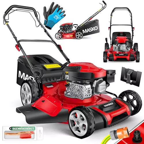 MASKO Benzin Rasenmäher 5in1, 51 cm Schnittbreite, 8- fache Schnitthöhenverstellung