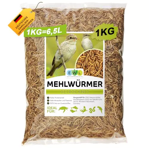 Mehlwürmer getrocknet - Insektensnack für Vögel, Fische, Reptilien und Nager
