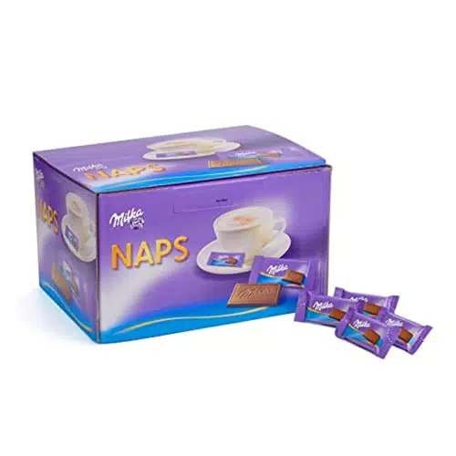 Milka Naps Alpenmilch 1 x 1, 702kg, Zartschmelzende Mini-Schokoladentäfelchen aus feiner Alpenmilchschokolade