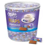 Milka Naps Alpenmilch - Zartschmelzende Mini-Schokoladentäfelchen in Dose