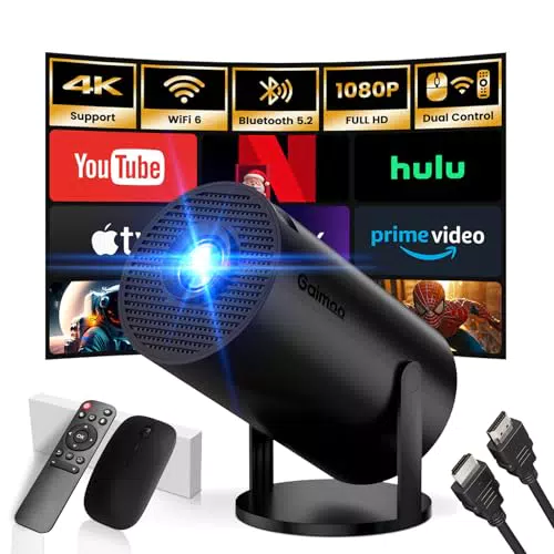 Mini Beamer 4K FHD 1080P Tragbarer Projektor mit Dual WiFi und Bluetooth 5.0