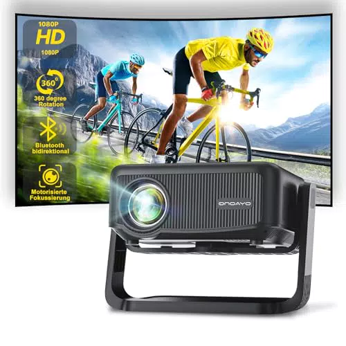 ONOAYO Mini Beamer FHD 1080P mit WiFi 6, Bluetooth 5.2 und 360° Ständer