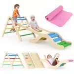 Montessori Klettergerüst mit Rutsche, Bogen & Matte für Kinder (1-3 Jahre)
