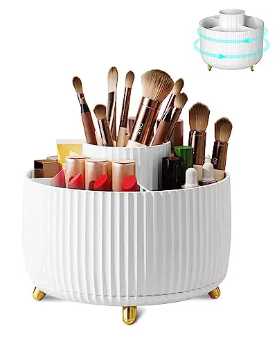 Nuangoo Kosmetik Make-Up Organizer – 360° drehbarer Pinsel Organizer für Frisiertisch