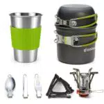 Odoland Camping Geschirr Set – Aluminium Kochgeschirr für Outdoor Aktivitäten
