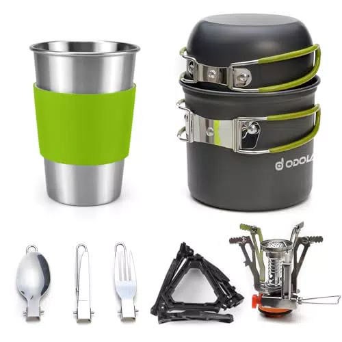 Odoland Camping Geschirr Set – Aluminium Kochgeschirr für Outdoor Aktivitäten