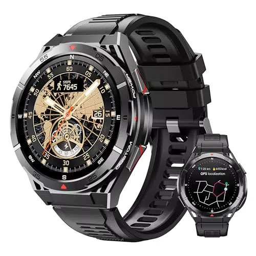 OUKITEL BT12 GPS Smartwatch Herren – 5ATM wasserdicht, AMOLED Display, Fitnessuhr