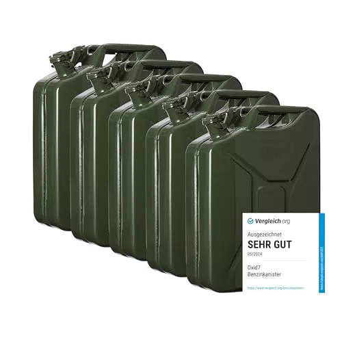 Oxid7 5x Kraftstoffkanister 20 Liter aus Metall olivgrün
