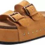 Schöne Pantoletten Damen mit Kork-Fußbett und verstellbarem Riemen