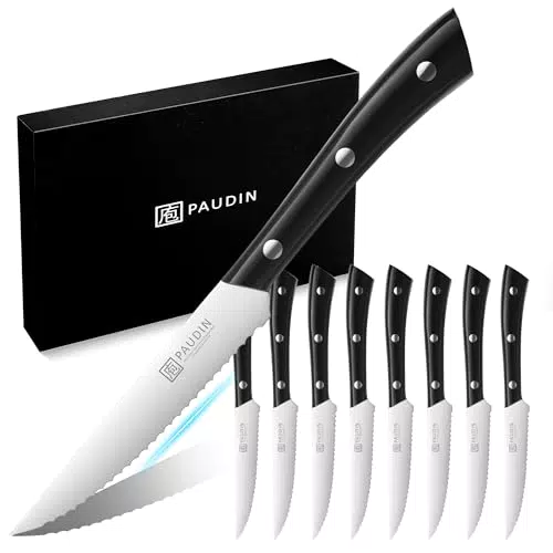PAUDIN Steakmesser Set - Hochwertige Edelstahlmesser mit ergonomischem Griff