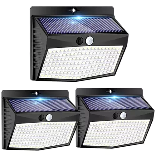 Solarlampen mit Bewegungsmelder für den Außenbereich - 138 LED, 3 Modi, 270° Beleuchtung