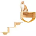 Pfotenolymp Katzen Kletterwand mit Leiter – Robustes Wandmöbel für Indoor-Aktivitäten