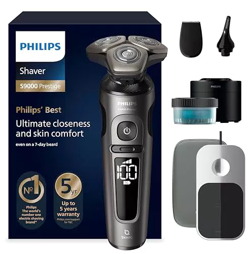 Philips S9000 Prestige elektrischer Nass- und Trockenrasierer mit SkinIQ Technologie