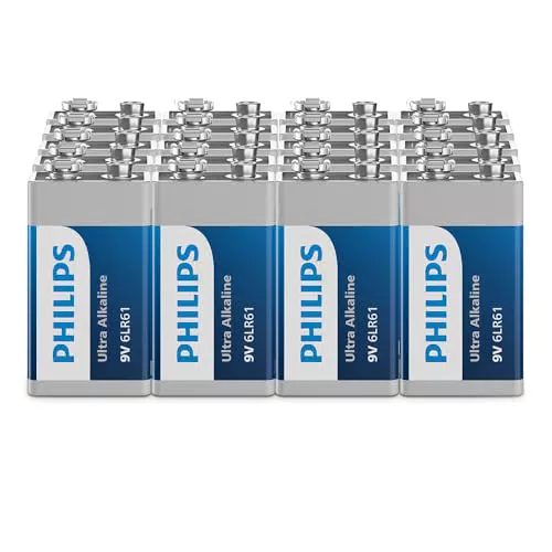 Philips Ultra 9V Alkali-Batterien, 6LR61 - Für Rauchmelder und Radios