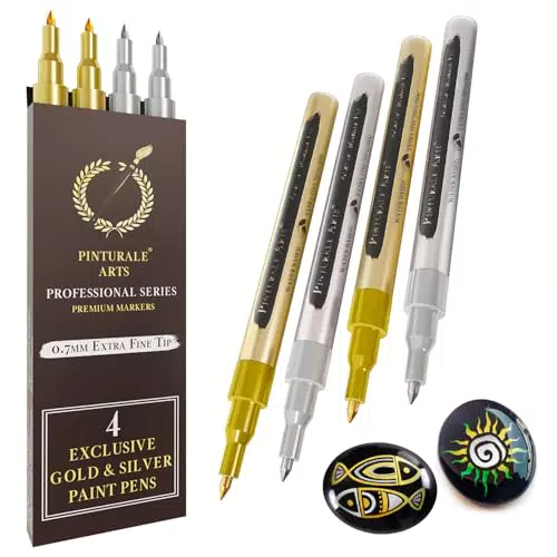 Pinturale Arts® Metallic Acrylstifte mit feiner Spitze für Holz und Glas