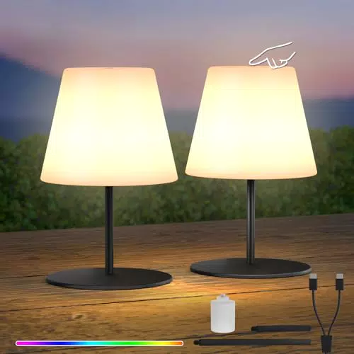 Postlucky Kabellose LED Tischlampe Outdoor Touch Dimmbar USB Aufladbar IP44