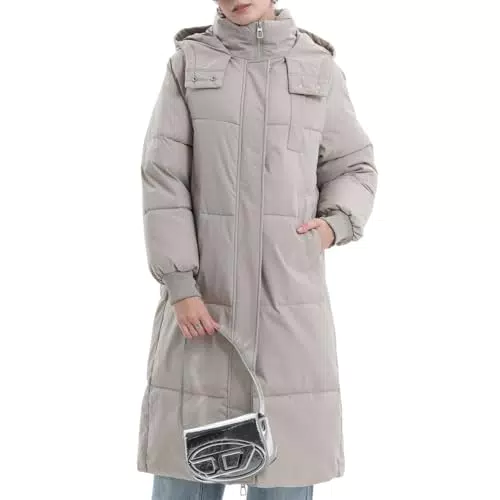 PUFFIT Damen Wintermantel mit Kapuze, wasserdicht und warm, Steppjacke