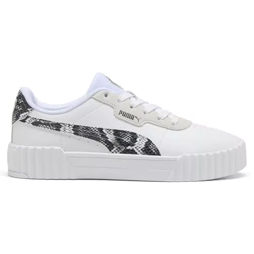 PUMA Damen Carina 3.0 Snake CHIC Sneaker, White-Vapor Gray Aged Silver